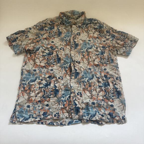 VTG MARGARITAVILLE Hawaiian Shirt Button Up Mens 2XL SILK and LINEN - Picture 1 of 11